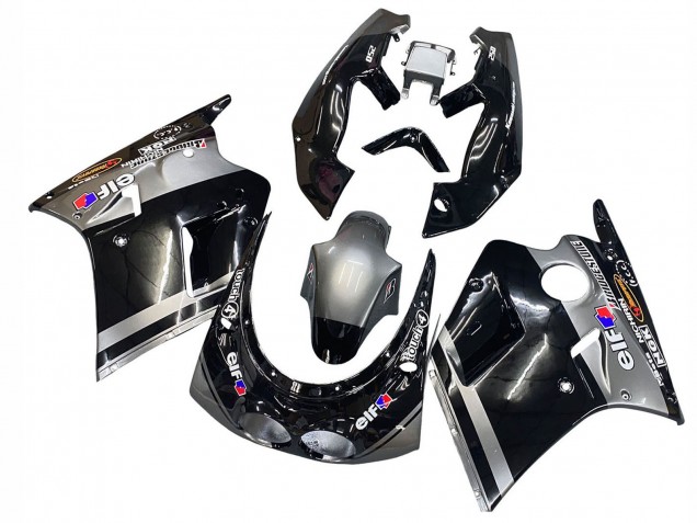 1989-1990 Kawasaki ZXR250 Motorcycle Fairings - Glossy Black Grey Elf Touch4 Bridgestone Canada