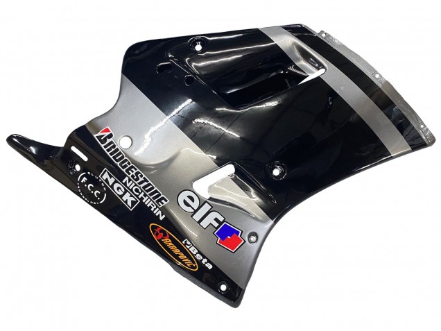 1989-1990 Kawasaki ZXR250 Motorcycle Fairings - Glossy Black Grey Elf Touch4 Bridgestone Canada
