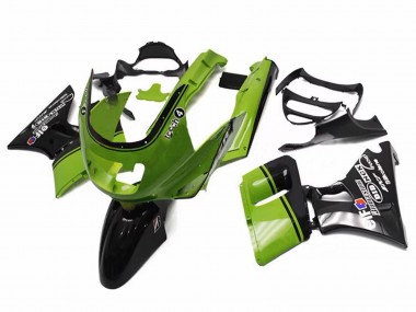 1993-2007 Kawasaki ZZR400 Motorcycle Fairings - Green Glossy Black Elf Touch4 Bridgestone Canada