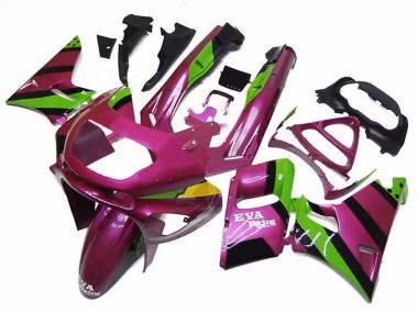 1993-2007 Kawasaki ZZR400 Motorcycle Fairings - Deep Pink Green EVA Racing Canada