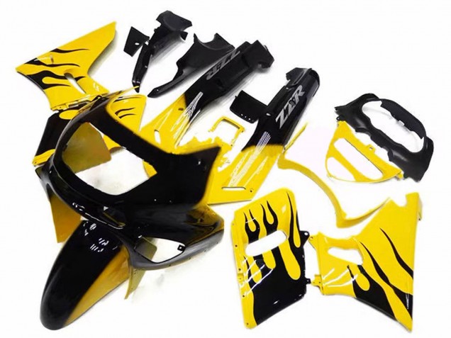 1993-2007 Kawasaki ZZR400 Motorcycle Fairings - Yellow Black Flame Canada
