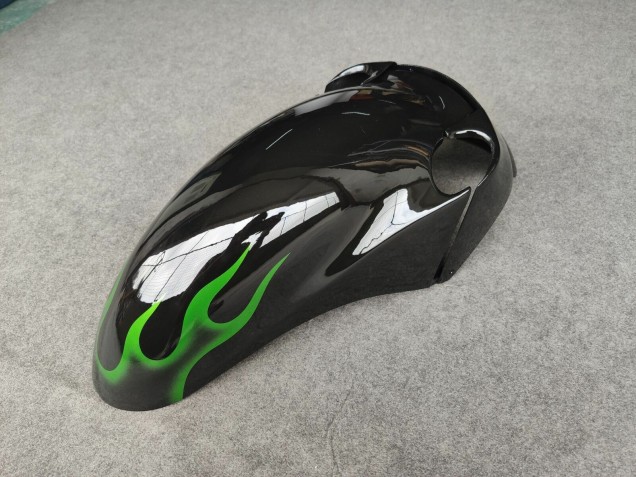 1993-2003 Kawasaki ZZR1100 Motorcycle Fairings - Glossy Black Green Flame Canada