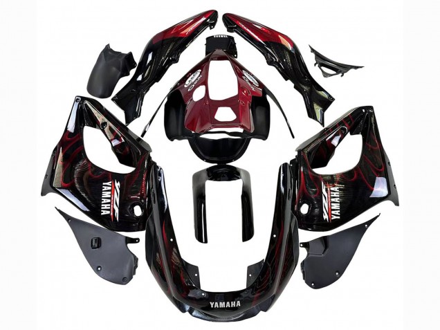 1997-2007 Yamaha YZF 1000R Thunderace Motorcycle Fairings - Black with Dark Red Flame Canada