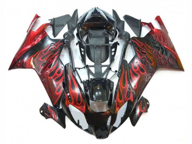 2003-2006 Aprilia RSV1000 Motorcycle Fairings - Glossy Black Red Flame Canada