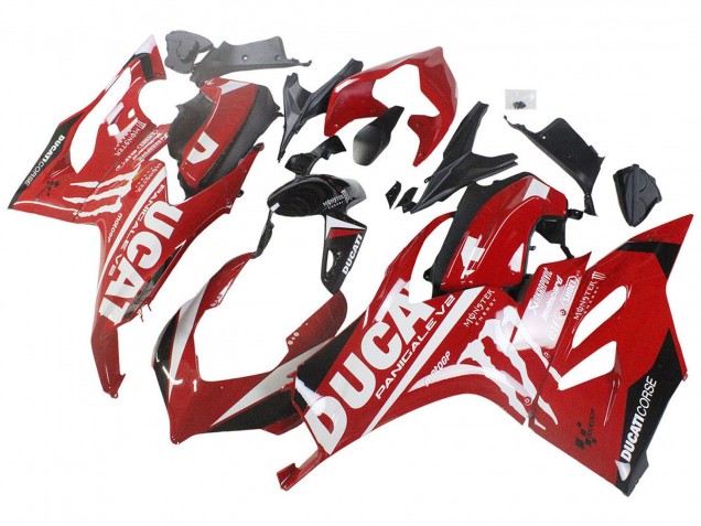 2020-2024 Ducati Panigale V2 Motorcycle Fairings - Red Glossy Black Monster Corse Canada