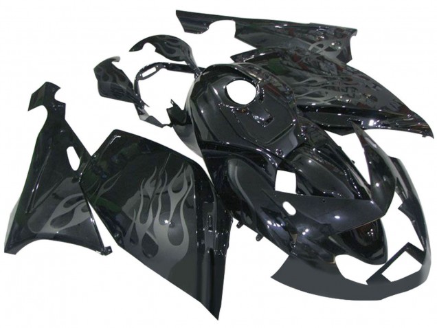 2005-2010 BMW K1200S Motorcycle Fairings - Glossy Black Grey Flame Canada