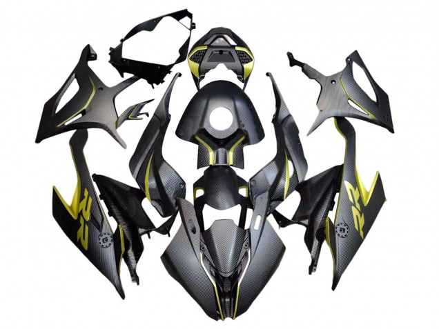 2019-2022 BMW S1000RR Motorcycle Fairings - Black Yellow Carbon Fiber Canada