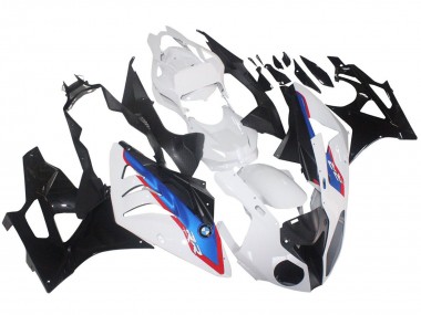 2009-2014 BMW S1000RR Motorcycle Fairings - White Red Blue Glossy Black HP Becker Carbon Canada