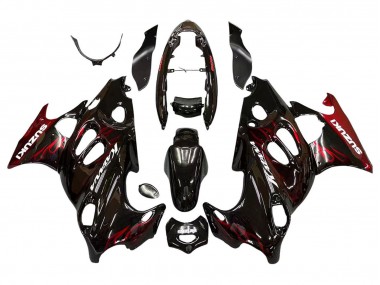 2004-2006 Suzuki GSX600F/GSX750F Motorcycle Fairings - Glossy Black Red Flame Canada