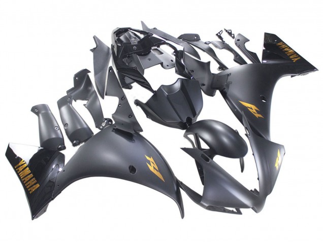 2012-2014 Yamaha YZF 1000 R1 Motorcycle Fairings - Matte Black Gold Decals Canada
