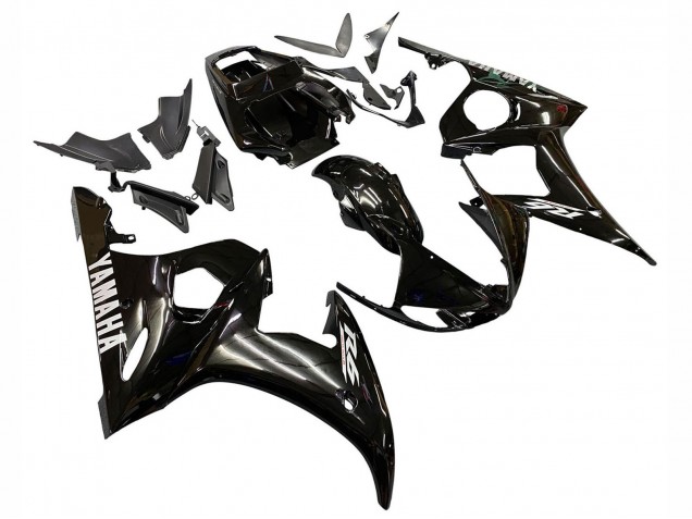 2006-2009 Yamaha YZF R6S Motorcycle Fairings - Glossy Black White Decals Canada