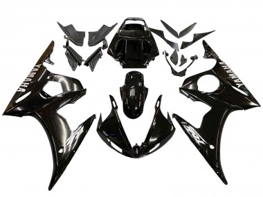 2006-2009 Yamaha YZF R6S Motorcycle Fairings - Glossy Black White Decals Canada