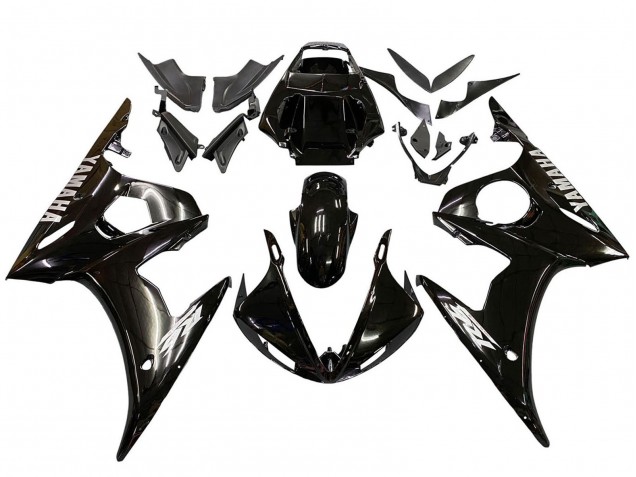 2006-2009 Yamaha YZF R6S Motorcycle Fairings - Glossy Black White Decals Canada