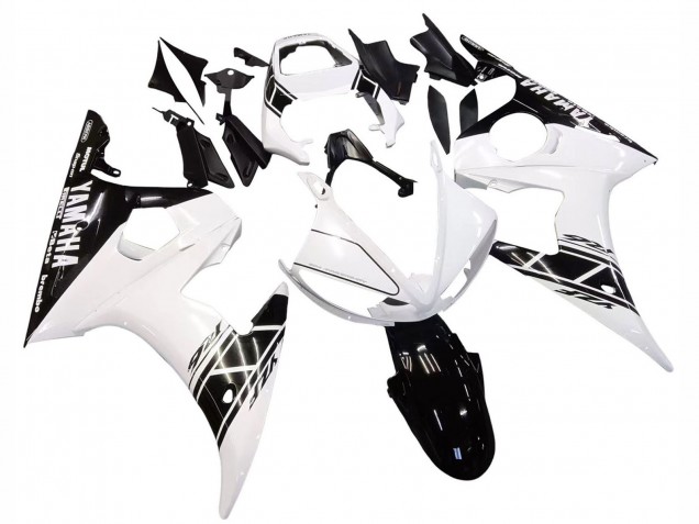 2003-2004 Yamaha YZF R6 Motorcycle Fairing - White Glossy Black Canada