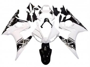 2003-2004 Yamaha YZF R6 Motorcycle Fairing - White Glossy Black Canada