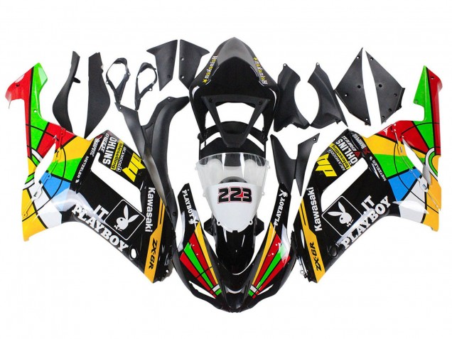 2007-2008 Kawasaki ZX6R Motorcycle Fairings - Colorful Playboy 223 Canada