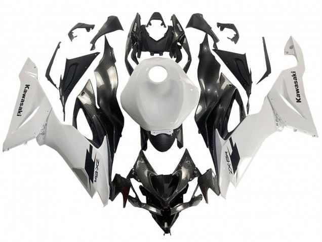 2019-2022 Kawasaki ZX6R Motorcycle Fairings - White Black Carbon Fiber Canada