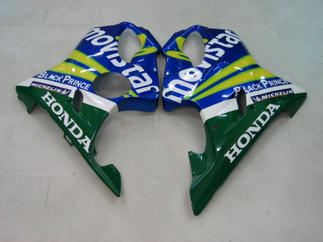 2004-2007 Honda CBR600 F4i Motorcycle Fairings - Blue Yellow Green MoviStar Canada