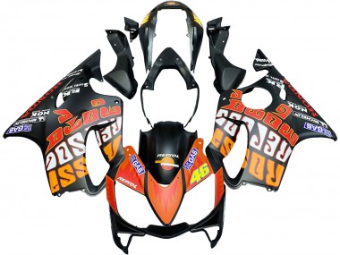2004-2007 Honda CBR600 F4i Motorcycle Fairings - Matte Black Orange Rossi Canada