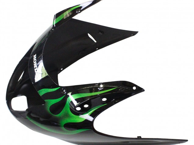 1996-2007 Honda CBR1100XX Blackbird Motorcycle Fairing - Glossy Black Green Flame Canada