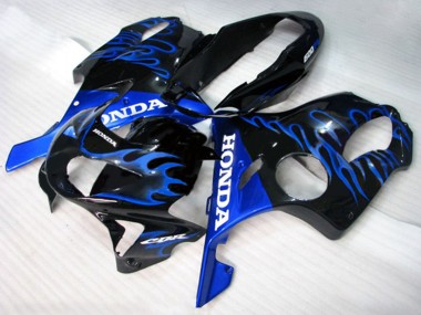 1999-2000 Honda CBR600 F4 Motorcycle Fairings - Glossy Black Blue Flame Canada