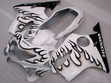 1999-2000 Honda CBR600 F4 Motorcycle Fairings - White Glossy Black Flame Canada