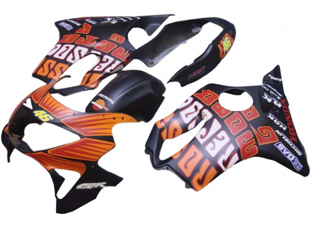 1999-2000 Honda CBR600 F4 Motorcycle Fairings - Matte Black Orange Rossi Repsol 46 Canada