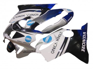 1999-2000 Honda CBR600 F4 Motorcycle Fairing - White Blue Glossy Black Konica Minolta Canada