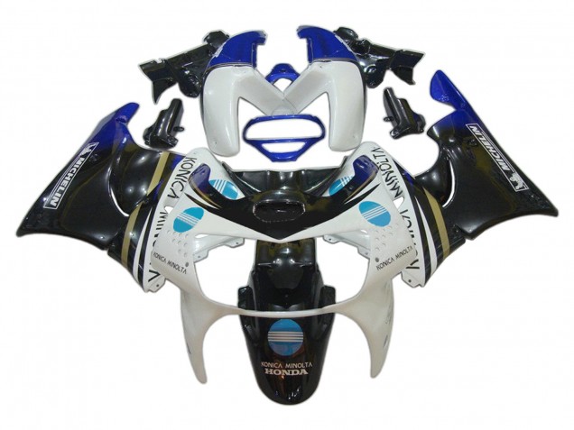 1998-1999 Honda CBR900RR 919 Motorcycle Fairings - White Blue Glossy Black Konica Minolta Canada