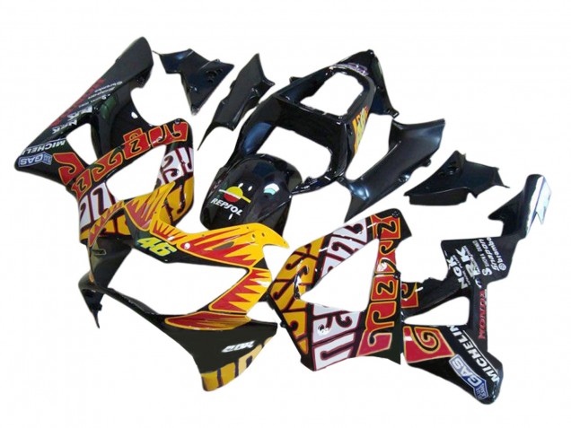 2000-2001 Honda CBR900RR 929 Motorcycle Fairings - Glossy Black Orange Repsol Rossi Canada