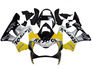 2000-2001 Honda CBR900RR 929 Motorcycle Fairings - Yellow Silver Glossy Black Repsol Canada