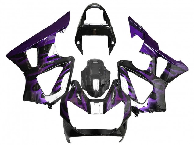 2000-2001 Honda CBR900RR 929 Motorcycle Fairings - Glossy Black Purple Flame Canada