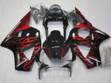 2002-2003 Honda CBR900RR 954 Motorcycle Fairings - Glossy Black Red Flame Canada