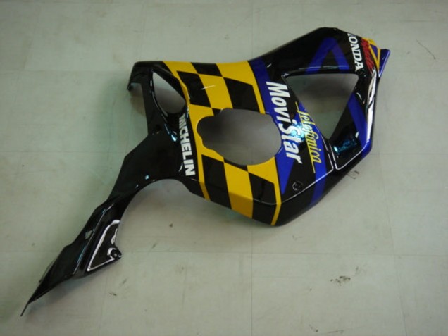 2002-2003 Honda CBR900RR 954 Motorcycle Fairings - Blue Yellow Glossy Black Telefumica MoviStar Castrol Canada