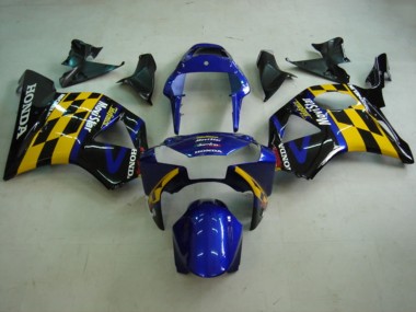 2002-2003 Honda CBR900RR 954 Motorcycle Fairings - Blue Yellow Glossy Black Telefumica MoviStar Castrol Canada