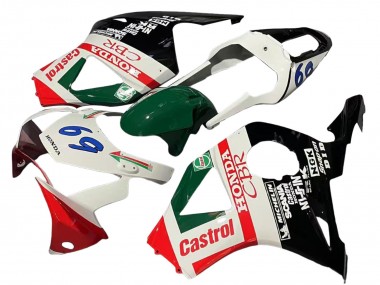 2002-2003 Honda CBR900RR 954 Motorcycle Fairings - White Red Green Glossy Black Castrol Canada