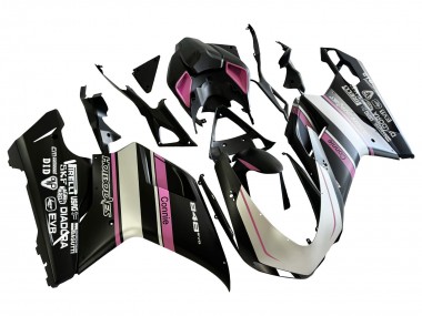 2007-2014 Ducati 848 Motorcycle Fairings - White Pink Glossy Black Connie Canada