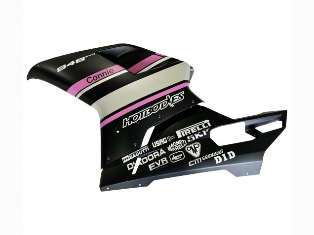 2007-2014 Ducati 848 Motorcycle Fairings - White Pink Glossy Black Connie Canada