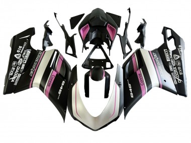 2007-2014 Ducati 848 Motorcycle Fairings - White Pink Glossy Black Connie Canada