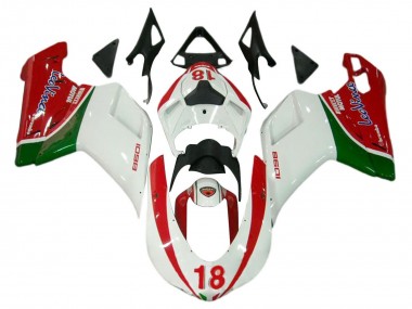 2007-2014 Ducati 848/1098/1198 Motorcycle Fairings - White Red Green 18 Canada
