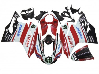 2011-2014 Ducati 1199 Motorcycle Fairings - White Red Glossy Black Valsir Fiamm 49 Canada