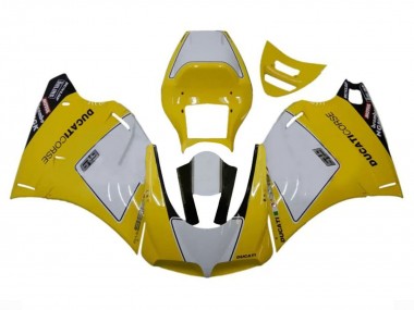 1993-2005 Ducati 996 Motorcycle Fairings - White Yellow Glossy Black Corse Performance Canada
