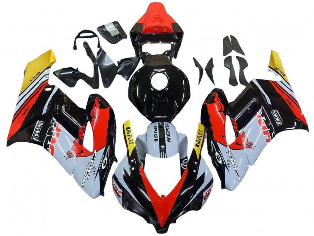 2004-2005 Honda CBR1000RR Motorcycle Fairings - Yellow Red White Glossy Red Bull Repsol HRC Canada