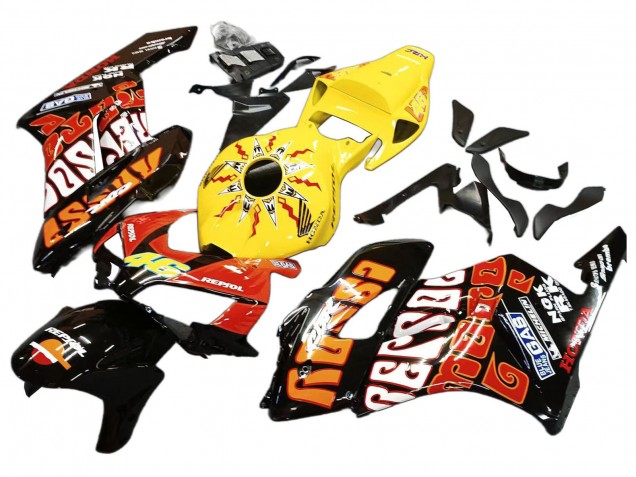 2004-2005 Honda CBR1000RR Motorcycle Fairings - Yellow Orange Glossy Black Repsol Rossi 46 Canada