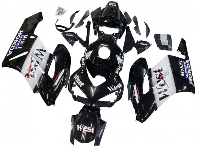 2004-2005 Honda CBR1000RR Motorcycle Fairings - Glossy Black White West Canada