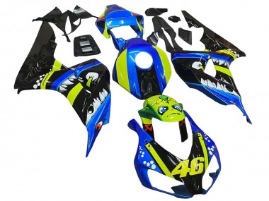 2006-2007 Honda CBR1000RR Motorcycle Fairings - Blue Fluorescent Green Glossy Black Shark 46 Canada