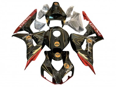 2006-2007 Honda CBR1000RR Motorcycle Fairings - Glossy Black Red Gold BACARDI Canada