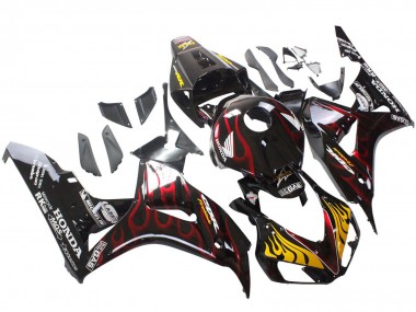 2006-2007 Honda CBR1000RR Motorcycle Fairings - Glossy Black Yellow Red Flame Canada