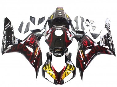 2006-2007 Honda CBR1000RR Motorcycle Fairings - Glossy Black Yellow Red Flame Canada