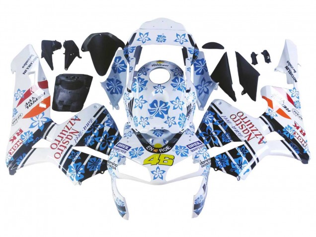 2003-2004 Honda CBR600RR Motorcycle Fairings - White Blue Red Nastro Azzurro 46 Canada